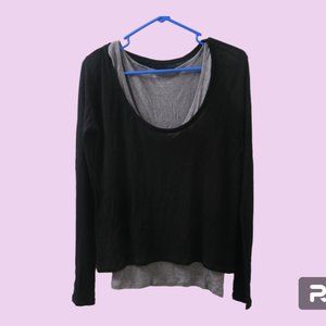 Magestic Filatures deluxe teeshirt top long sleeve in black and gray size 3.